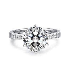 4ct Round Brilliant Nscd Sona Simulated Diamond Solitaire Wedding Engagement Ring - Finger Size 4