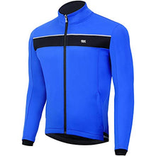 Load image into Gallery viewer, Souke Sports Men’s Winter Warm Cycling Jacket Windproof Running Water Resistant Thermal Breathable Softshell Windbreaker Reflective for Bike Riding Blue（Blue，X-Large)

