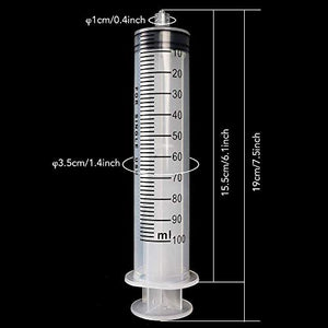 DEPEPE 2pcs 100ml Large Plastic Syringe with 2pcs 47in Handy Plastic Tubing and Luer Connections for Scientific Labs, Measuring, Watering, Refilling, Filtration, Feeding