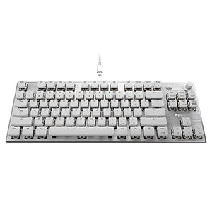 ROCCAT Vulcan TKL Pro PC Gaming Keyboard, Linear Optical Titan Switch, AIMO RGB Lighting, Tenkeyless Mechanical Feel Speed Keystroke, Low Profile Ergonomic Design for Wrist Rest Support, White