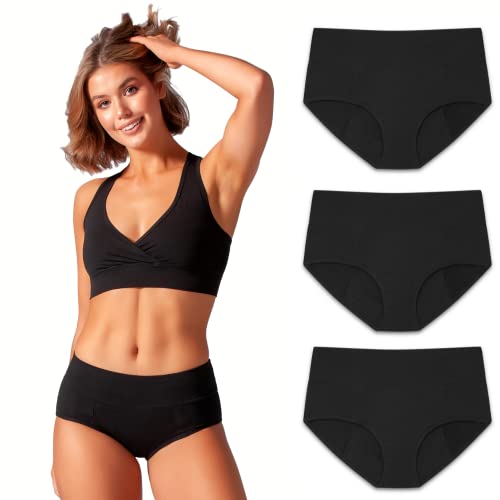 Bambody Absorbent Panty: Period Panties/Maternity & Postpartum Underwear (Medium, 3 PACK (BLACK))