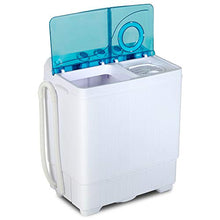Load image into Gallery viewer, KUPPET Compact Twin Tub Portable Mini Washing Machine 26lbs Capacity, Washer(18lbs)&amp;Spiner(8lbs)/Built-in Drain Pump/Semi-Automatic (White&amp;Blue)

