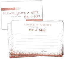 Load image into Gallery viewer, 50 Rose Gold Wedding Advice Cards - Well Wishes for Bride &amp; Groom - Perfect Guest Book Alternative, Bridal Shower Games, Wedding Decorations for Reception, Marriage Advice for Mr &amp; Mrs
