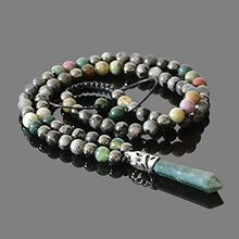 Load image into Gallery viewer, Beaded Necklace for Men Natural Stone Handmade Jewelry for Man Indian Agate Labradorite Hematite 26 inches long
