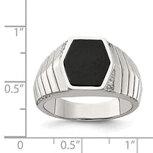Load image into Gallery viewer, 925 Sterling Silver Mens Cubic Zirconia Cz Black Onyx Band Ring Size 11.00 Man Fine Jewelry For Dad Mens Gifts For Him
