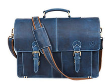 Load image into Gallery viewer, Leather Briefcase Office Bag for Men Padded Laptop Sleeve by Aaron Leather Goods 17 Inch Brown (Royal)
