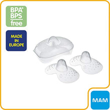 Load image into Gallery viewer, MAM Breastfeeding Nipple Shields with Sterilizing Storage Case, Nipple Shields for Nursing Newborn, Size 2 Large 23mm, 2-Count, Clear
