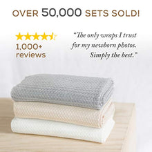 Load image into Gallery viewer, First Landings Baby Wrap | Set of 3 Premium Knit Wraps | Newborn Photography Props for Boy or Girl Photoshoot | Unisex Newborn Receiving Blankets or Baby Swaddle Wrap
