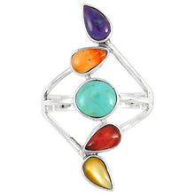 Load image into Gallery viewer, Turquoise Ring Sterling Silver 925 Genuine Gemstones Size 6 to 11 (Multi-Gemstone, 8)

