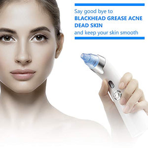 Blackhead Remover Pore Vacuum - USB Rechargeable Facial Acne Cleaner Comedone Suction Treatment LED Display with 4 Replaceable Suction Head (Blue)