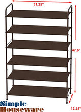 Load image into Gallery viewer, Simple Houseware 6-Tier Shoe Rack Storage Organizer 34-Pair w/ Side Hanging Bag, Bronze
