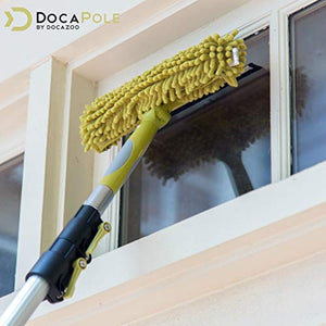 DOCAZOO DocaPole 6-24 Foot Extension Pole + Squeegee & Window Washer Combo // Telescopic Pole for Window Cleaning // Includes 3 Sizes of Squeegee Blades