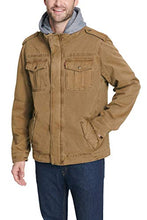 Load image into Gallery viewer, Levi's Men's Washed Cotton Hooded Military Jacket, Brown, Large
