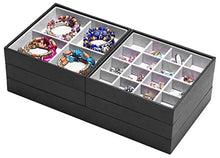 Load image into Gallery viewer, Magic Stackable Jewelry Trays Closet Dresser Drawer Organizer for Accessories, Gadgets &amp; Cosmetics, Storage Display Showcase Holder Box, Set of 5
