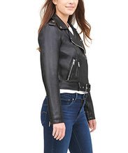 Load image into Gallery viewer, Levi&#39;s Women&#39;s Faux Leather Asymmetrical Belted Motorcycle Jacket (Regular and Plus Sizes), black, Large
