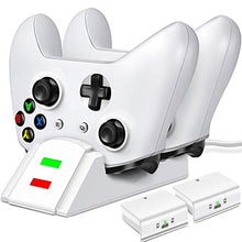 Load image into Gallery viewer, Controller Charger for Xbox one, Controller Charging Station Compatible with Xbox One/One X/One S/One Elite, Dual Charging Dock with 2 x 1200mAh Rechargeable Battery Packs-White
