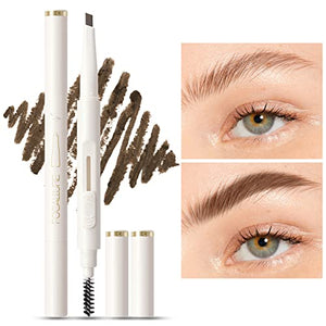 FOCALLURE 2 Pcs Eyebrow Pencil with Spoolie Brush,Sliding Eyebrow Pen Body,Precision Tip Fills and Defines Eyebrows,Waterproof Long Lasting Eyes Makeup,Light Brown