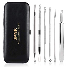 Load image into Gallery viewer, JPNK 6 PCS Blackhead Remover Comedones Extractor Acne Removal Kit for Blemish, Whitehead Popping, Zit Removing for Nose Face Tools with a Leather bag(Silver)

