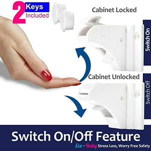Eco-Baby Child Safety Magnetic Cabinet and Drawer Locks for Proofing Kitchen 12 Pack Child Latches