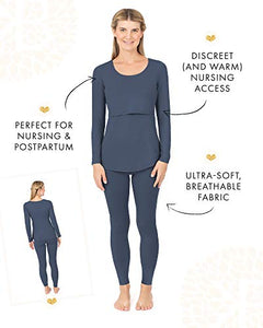 Kindred Bravely Jane Nursing Pajama Set | Nursing Pajamas for Breastfeeding (Slate Blue, Small)