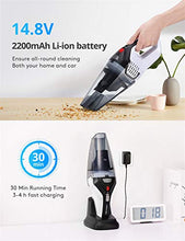 Load image into Gallery viewer, Homasy Handheld Vacuum Cordless, 8Kpa Hand Vacuum with Powerful Cyclonic Suction, Portable Vacuum Cleaner with Long Lasting up to 30mins (Wet&amp;Dry, 3H Charging) for Pet Hair, Dust,Gravel,Home Cleaning
