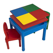 Load image into Gallery viewer, Play Platoon Kids Activity Table Set - 5 in 1 Water Table, Building Block Table, Craft Table and Sensory Table with Storage - Includes 2 Chairs and 25 Ex-Large Blocks – Primary Colors
