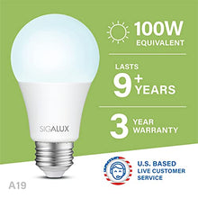 Load image into Gallery viewer, Sigalux Light Bulbs 100 Watt Equivalent LED Bulbs,A19 Daylight Standard Light Bulbs 5000K White,Non-Dimmable 13W Energy Efficient Light Bulbs with E26 Medium Base,1500LM,UL Listed,6 Pack
