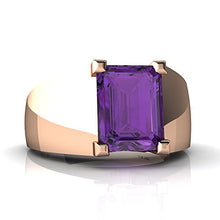 Load image into Gallery viewer, 14kt White Gold Amethyst 9x7mm Emerald_Cut Men&#39;s Ring - Size 8.5
