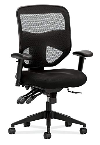 HON Prominent High Back Task Mesh Computer Chair with Arms for Office Desk, Black (HVL532), Asynchronous Control