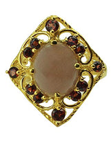 Load image into Gallery viewer, Carillon Chocolate Moonstone Natural Gemstone Oval Shape 925 Sterling Silver (Yellow Gold Plated) Ring For Women for Men | Size: 4 to 10
