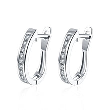 Load image into Gallery viewer, Platinum Gold Hoop Earrings Jewelry Birthday Gifts Presents Gemstone for Women Anniversary Zirconia Crystal

