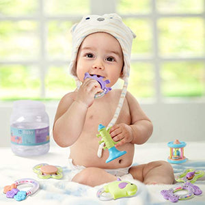 iPlay iLearn Baby Rattles Set, Infants Teething Play Toys, Babies Chewing Silicone Teether, Shaker, Grab, Development Educational Musical Gift Set for 4, 5, 6, 9, 12, 18 Month Old, Newborn, Boy, Girl