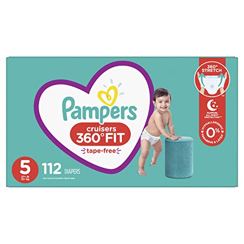 Diapers Size 5, 112 Count - Pampers Pull On Cruisers 360° Fit Disposable Baby Diapers with Stretchy Waistband, ONE MONTH SUPPLY (Packaging May Vary)