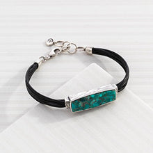 Load image into Gallery viewer, Silpada &#39;True Colors&#39; Compressed Turquoise Link Bracelet in Genuine Leather and Sterling Silver, 7&quot; + 1&quot; Extender
