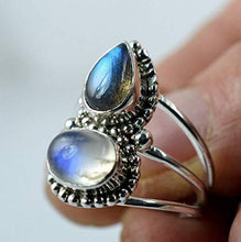 Load image into Gallery viewer, Rainbow Moonstone, Labradorite 925 Solid Sterling Silver Handmade Ring # 3 to 13
