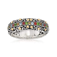Load image into Gallery viewer, Ross-Simons 0.34 ct. t.w. Multi-Gemstone Balinese Ring in Sterling Silver With 18kt Yellow Gold. Size 10
