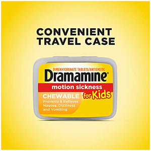 Dramamine Motion Sickness for Kids, Chewable, Dye Free, Grape Flavored, 8 Count