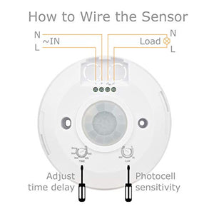 J.LUMI YCA1050 PIR Motion Sensor Light Switch 2000W, Ceiling Mount Motion Sensor Ceiling Motion Sensor Switch, PIR Sensor, Slim Profile, White (85-265V AC)