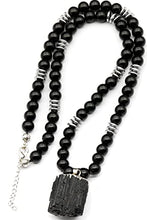 Load image into Gallery viewer, ElisaJewelryArt - Natural Raw Tourmaline Crystal Pendant Black Onyx Stone Beaded Necklace Genuine Gemstone Purification Stone Clasp Closure Necklace Unisex Necklace (22, Raw Tourmaline)
