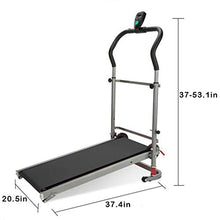 Load image into Gallery viewer, LED Display Screen Lightweight Durable Folding Manual Treadmill Working Machine Cardio Fitness Exercise Incline Home Save Space More Suitable for Women
