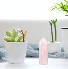 Load image into Gallery viewer, Luckeeper Healing Crystal Wands,2" Amethyst Crystal, Rose Quartz,Clear Quartz and Black Obsidian，6 Faceted Reiki Chakra Stones 4 pcs

