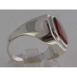 Gents Solid 925 Sterling Silver Natural Carnelian Mens Signet Ring - Size 11 - Sizes 6 to 13 Available