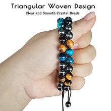 Load image into Gallery viewer, MOLANLY Triple Protection Father's Bracelet, Natural Stone Tiger Eye Beads Hematite and Black Obsidian 8mm Beads Crystal Jewelry Healing Bracelets Bring Luck Prosperity and Happiness
