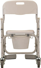 Load image into Gallery viewer, NOVA Medical Products Rolling Shower Commode Chair with Locking Wheels and Removable Footrests, Over The Toilet Wheeled Commode, White
