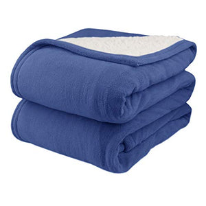 Biddeford 2063-9052140-500 MicroPlush Sherpa Electric Heated Blanket Queen Denim