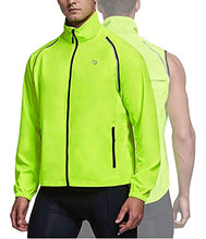 Load image into Gallery viewer, BALEAF Men's Cycling Jacket Bike Windbreaker Running Vest Removable Sleeves Reflective Lightweight Windproof Winter Fluorescent Yellow Size L
