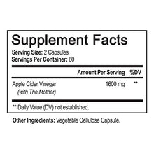 Load image into Gallery viewer, Apple Cider Vinegar Capsules with Mother 1600mg - 120 Vegan ACV Pills - Best Supplement for Healthy Weight Loss, Diet, Keto, Digestion, Detox, Immune - Powerful Cleanser &amp; Appetite Suppressant Non-GMO
