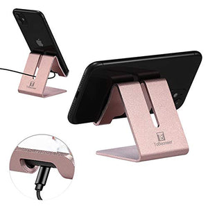 Cell Phone Stand Holder - ToBeoneer Aluminum Desktop Solid Portable Universal Desk Stand Compatible with All Mobile Smart Phone Huawei iPhone X 8 7 6 Plus 5 Ipad Mini Tablet Office Decor (Rose Gold)