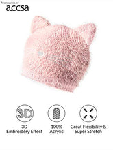 Load image into Gallery viewer, accsa Toddler Kid Girls Christmas Halloween Winter Fluffy Cat Ear Beanie Hat Pink 3-6Y
