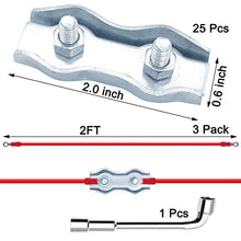 Load image into Gallery viewer, GradenNow Upgraded 25 PCS M5 Poly Rope Connector Wires Splicer Galvanized Steel Connector Kit for Electric Fences + 3 PCS Polyrope to Polyrope Connector Silicone Copper Conductive Wires + Sleeve Tool
